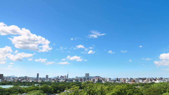 福冈市地标都市美景全景俯瞰
