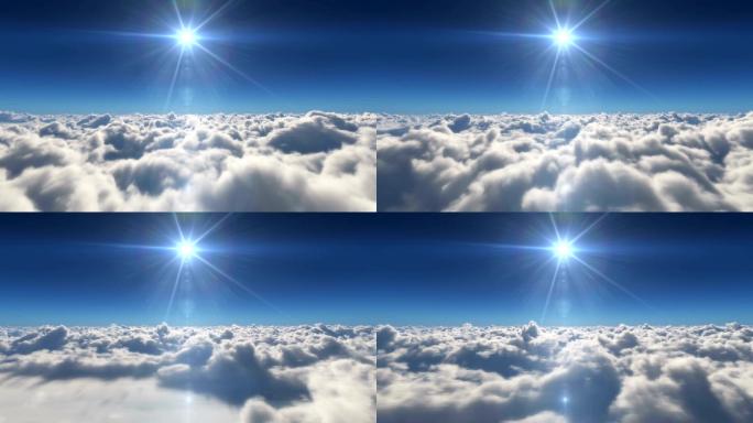 飞越云层穿梭穿越行走云场景背景云端云朵