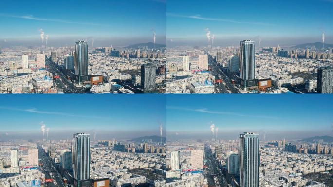4k吉林市城市建筑市貌航拍天河之都视频