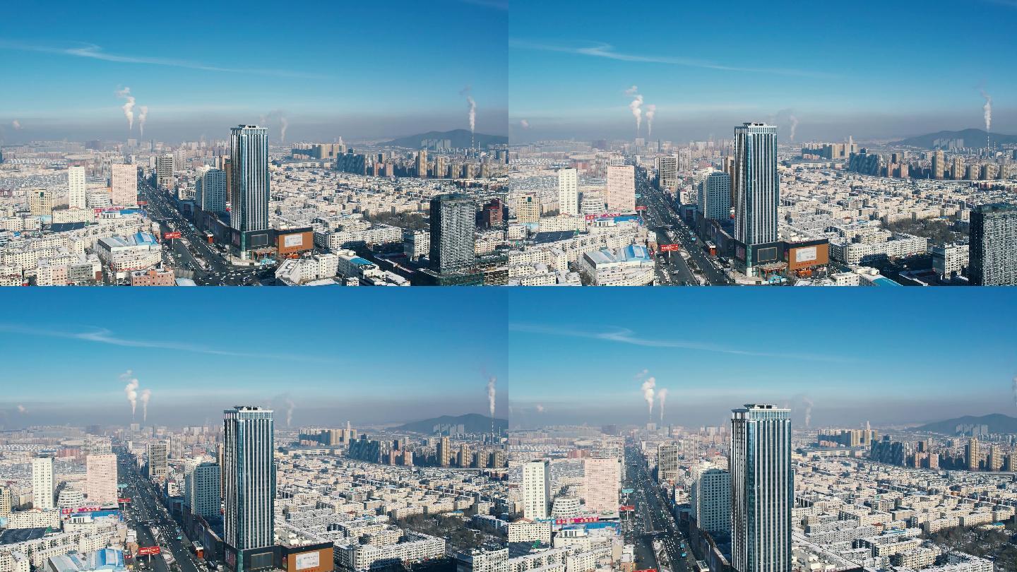 4k吉林市城市建筑市貌航拍天河之都视频