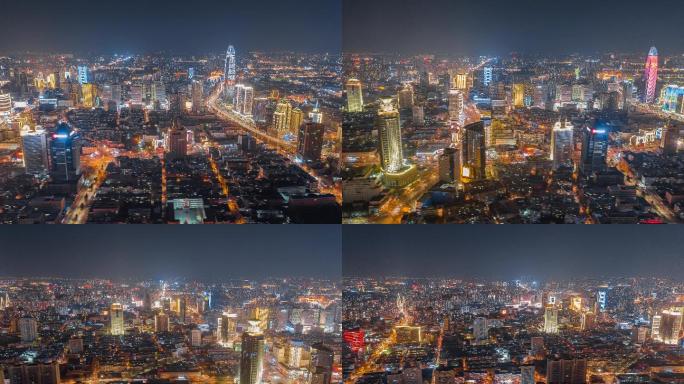 济南市中区航拍延时摄影夜景