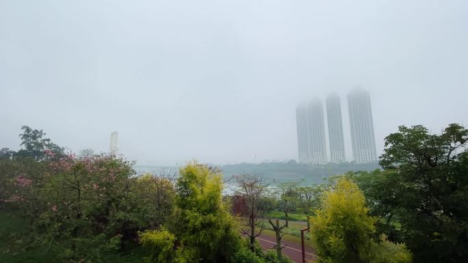 南宁市回南天雨雾天气长镜头