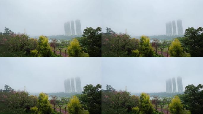 南宁市回南天雨雾天气长镜头