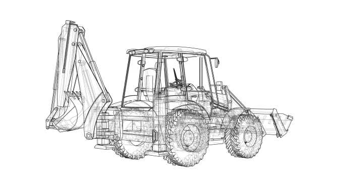 线框样式的农业机械3d图