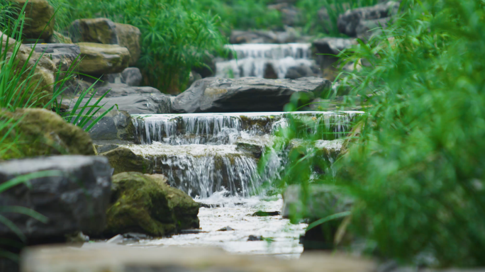 地产水系景观假山 流水小瀑布 小区景观