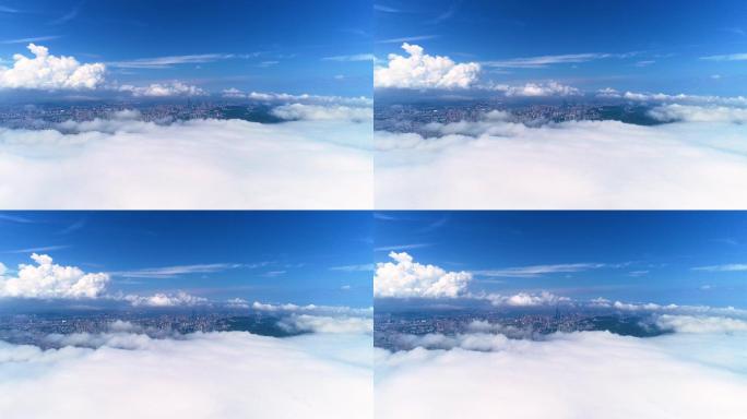 大连城市云海云层云端平流雾