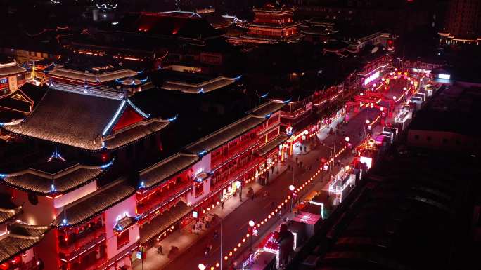 4K原素材-航拍上海城隍庙豫园灯会
