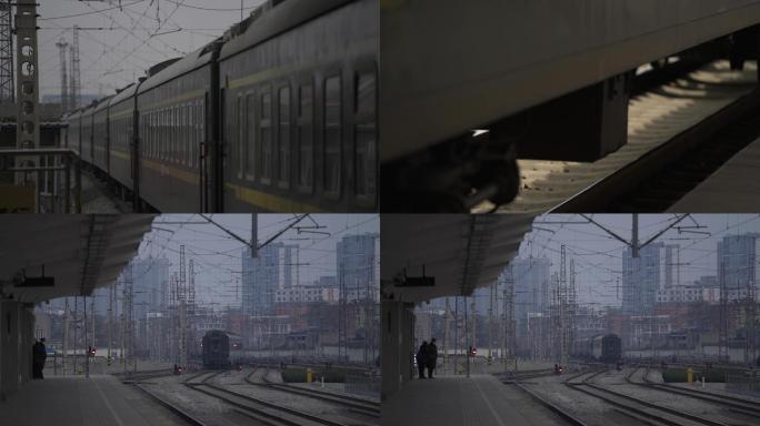 火车站春运火车开走4k