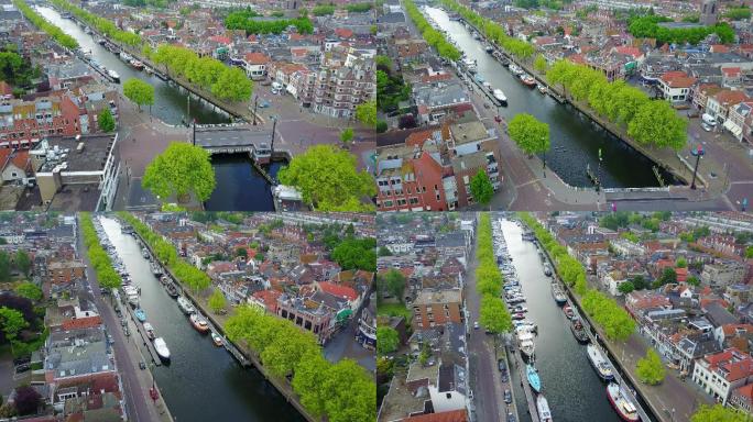 荷兰典型村庄的空中视频