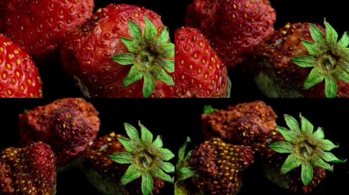 腐烂的草莓滋生发霉过程延时变质生鲜保鲜冰