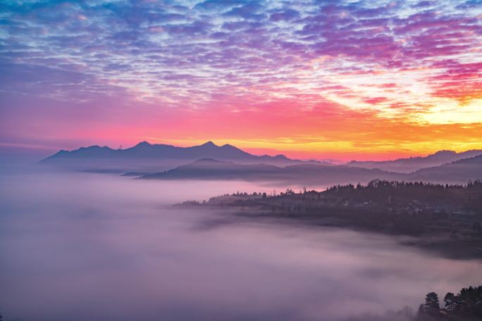 4K 中国风意境连绵山脉云海日出