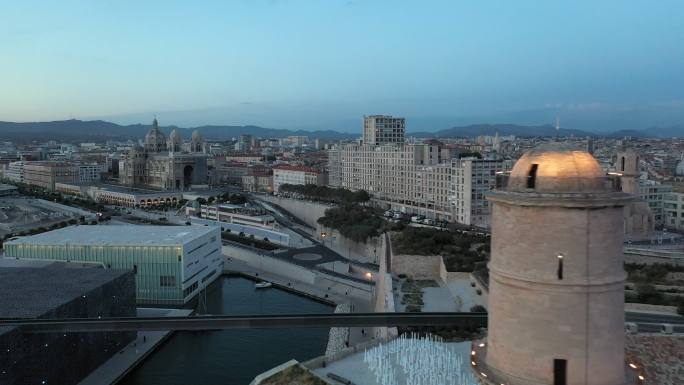 法国马赛市鸟瞰图欧洲风光历史人文景区景点