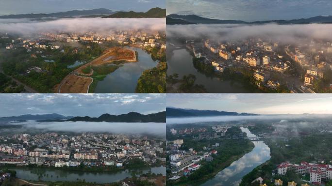 海南小镇的平流雾（4K素材）