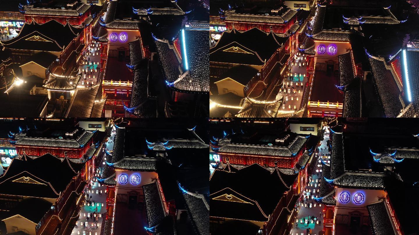 4K原素材-航拍上海城隍庙豫园灯会