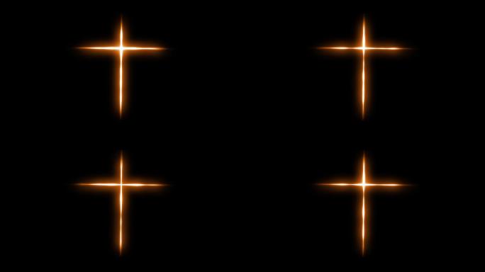 黑色背景上带有十字符号的浅橙色线条动画