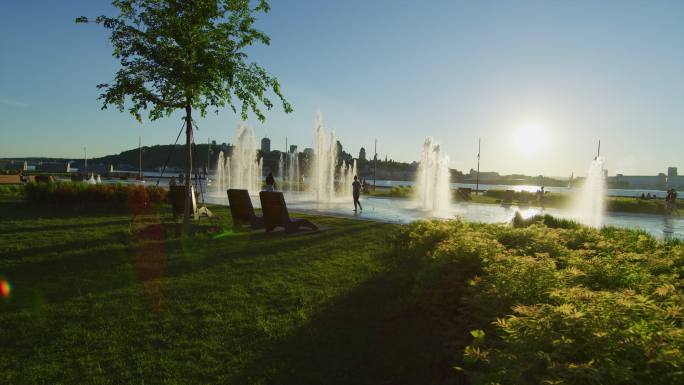 带码头喷泉的公园地产生活生态绿色园艺绿化