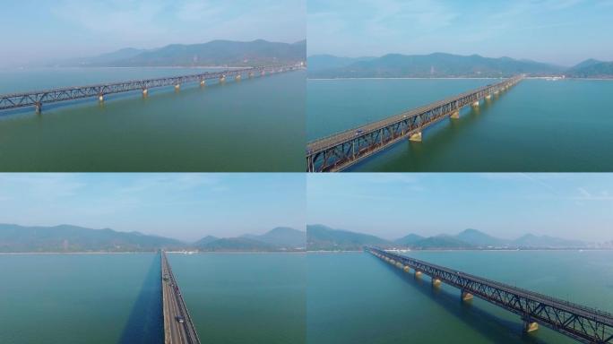 航拍钱塘江大桥
