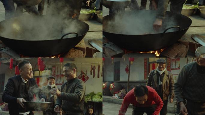 春节聚会年夜饭家人做饭烤鸡板鸭4K素材