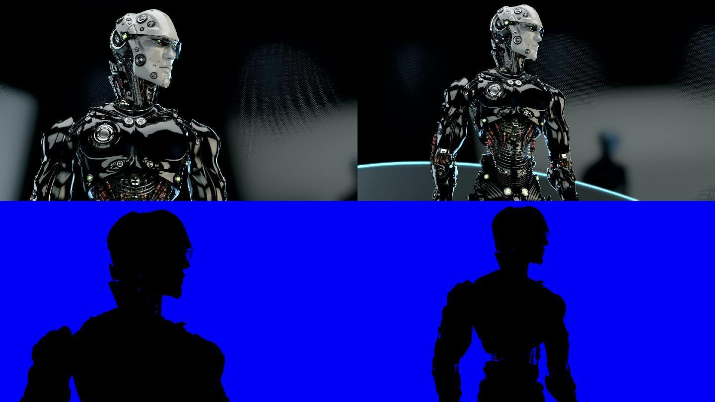 时尚无光机器人人工智能展示金属未来