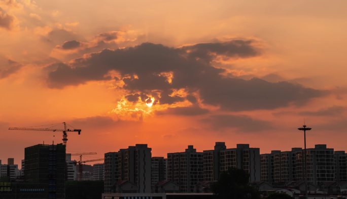 夕阳唯美日落延时