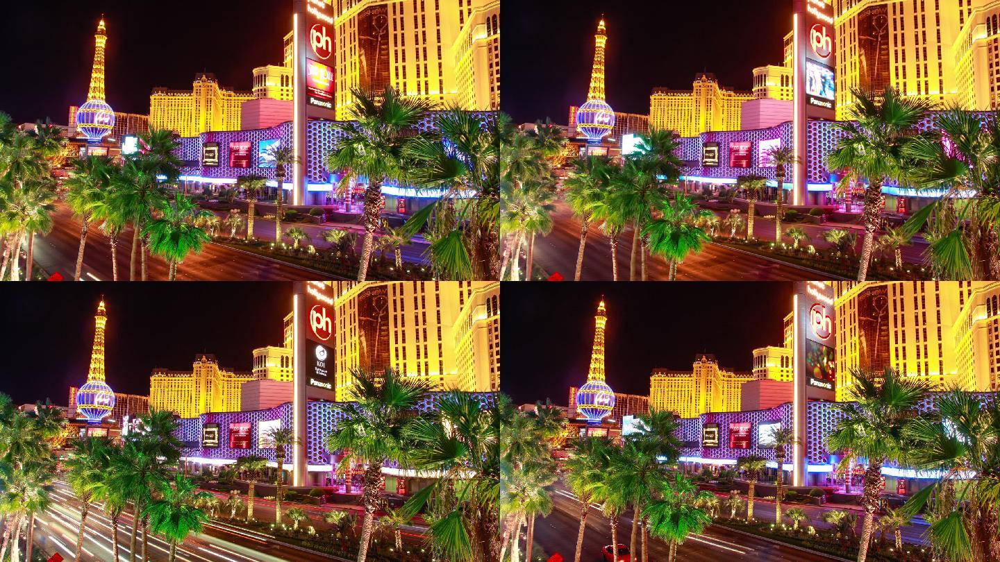美国赌城拉斯维加斯夜景延时摄影