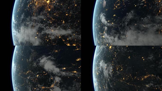 地球的光污染宇宙星空夜空球体卫星火光