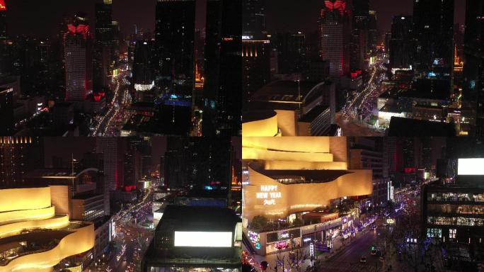 4K原素材-航拍上海南京西路商圈高楼大厦