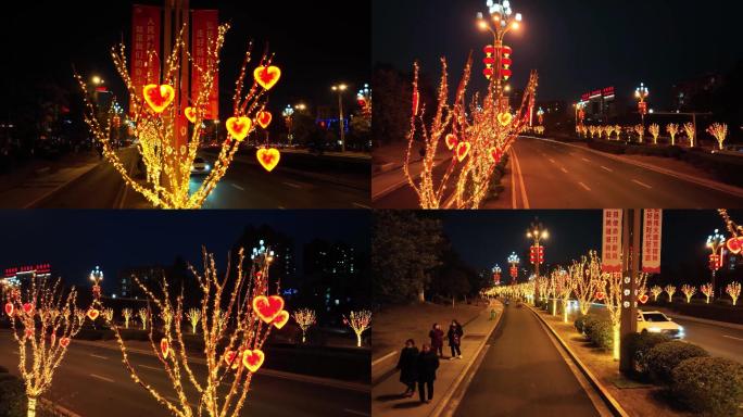 春节绚丽街灯 红灯笼 处处洋溢中国红