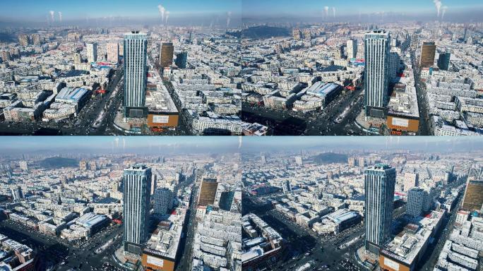 4k吉林市城市建筑航拍天河之都环绕视频