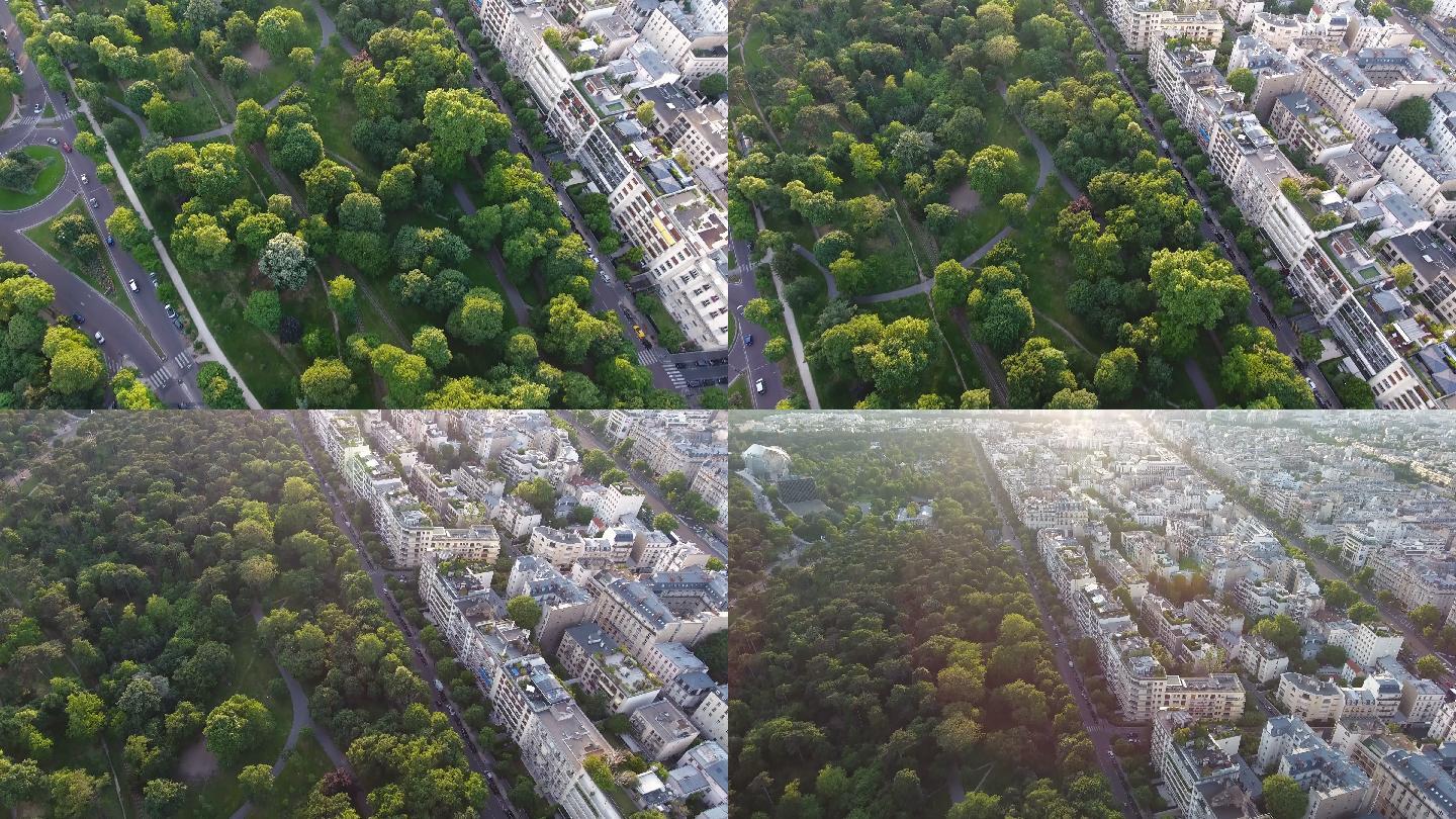 巴黎天际线鸟瞰图城市主城区宣传片地标建设