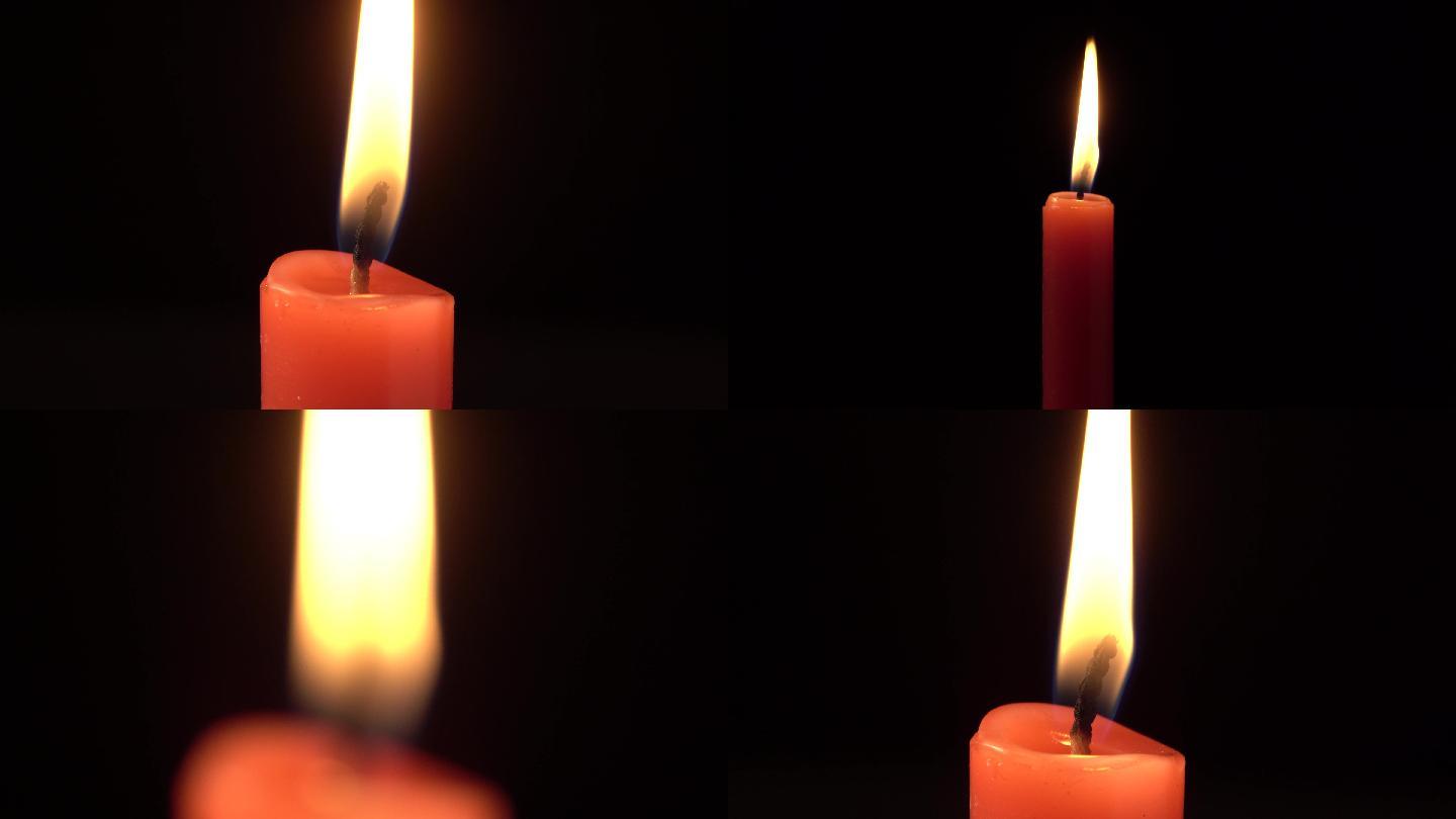 红色蜡烛-燃烧实拍