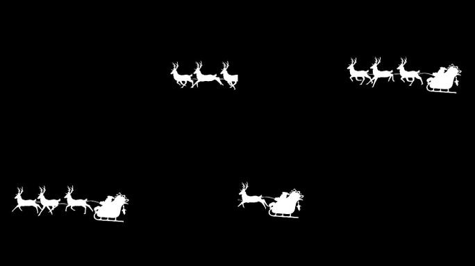 驯鹿拉着雪橇的圣诞老人剪影