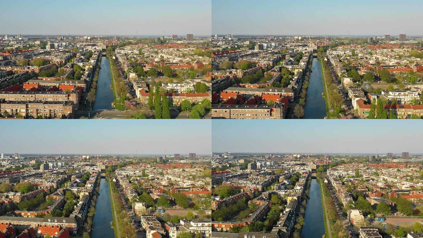 荷兰阿姆斯特丹运河和现代住宅区