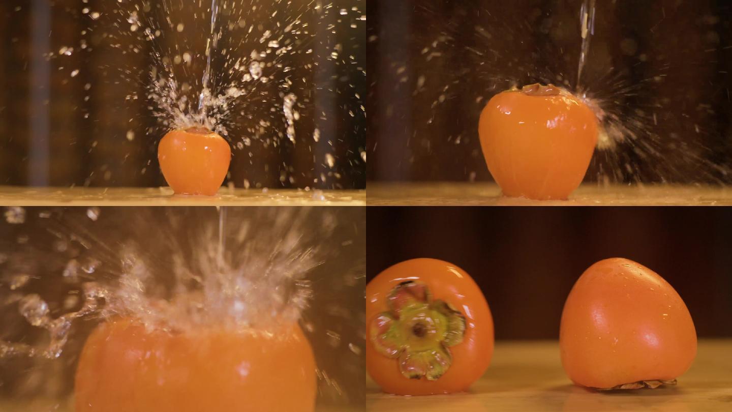 富平柿子，柿子，尖柿泼水展示