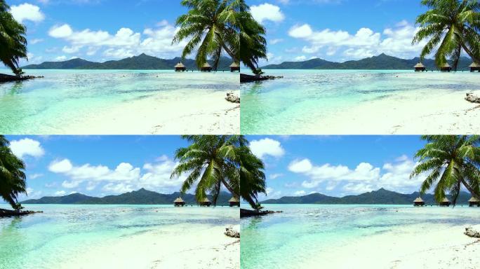 法属波利尼西亚的热带海滩和平房