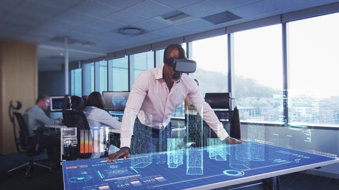 现代商务虚拟现实VR眼镜AR科技科技感