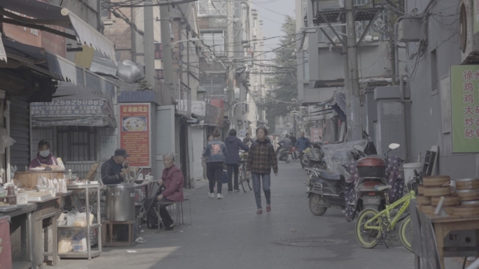 城市老街道早市吃早餐