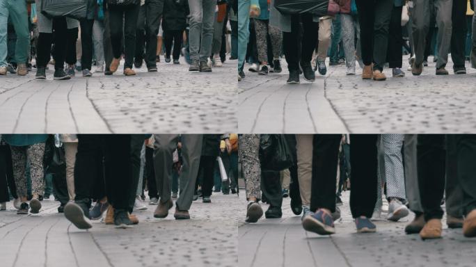 街上行走的人群的腿