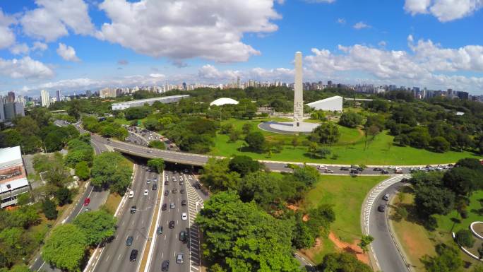 巴西圣保罗鸟瞰图建筑建设全景大景街道街景