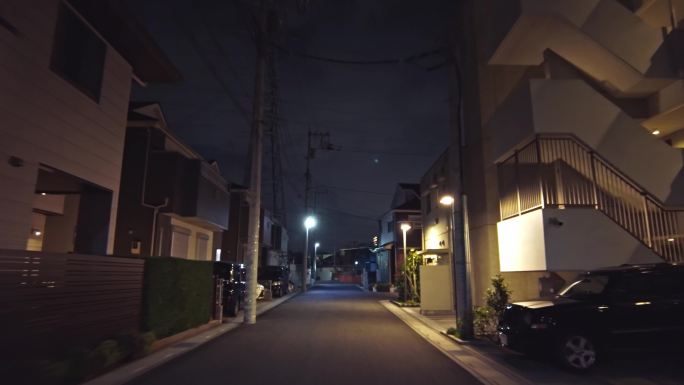 夜晚的住宅街景城中村小区社区农村乡村