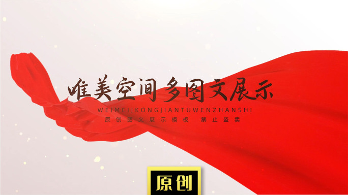 140图红绸图片展示抗疫汇报多照片包装