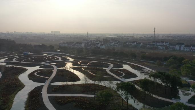 4K原素材-航拍上海花开海上生态园