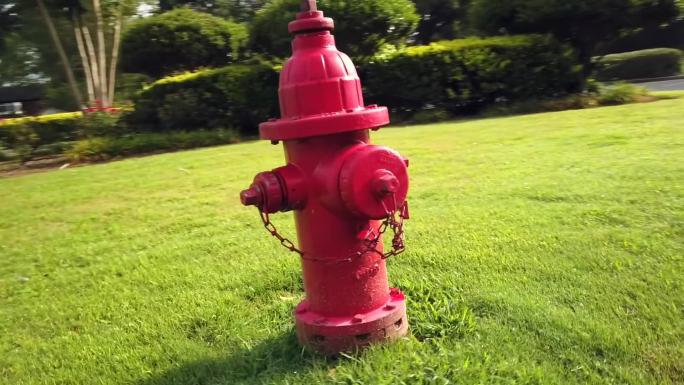 消防栓清晨光影公园消防设施绿化绿地