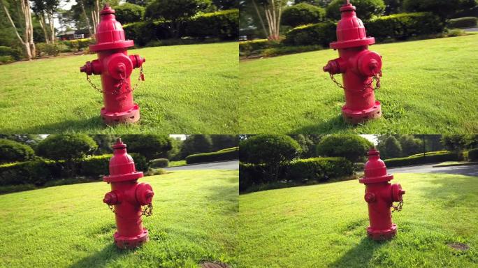 消防栓清晨光影公园消防设施绿化绿地