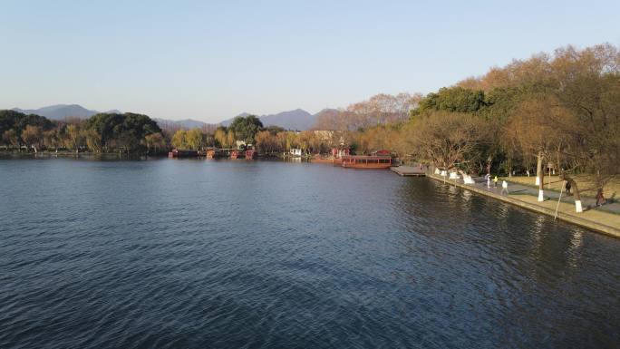 4K航拍：杭州西湖湖面素材