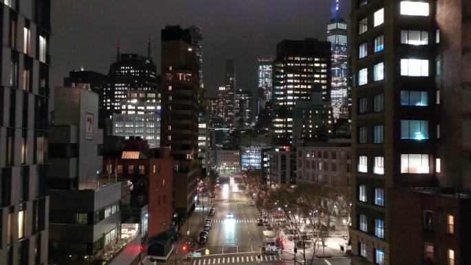纽约商业区城市建筑快速发展航拍延时国外地