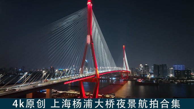 上海杨浦大桥夜景航拍合集