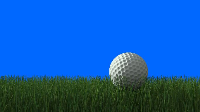 蓝屏上滚动的高尔夫球