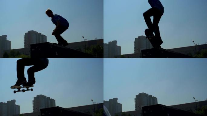 滑板运动员跳跃