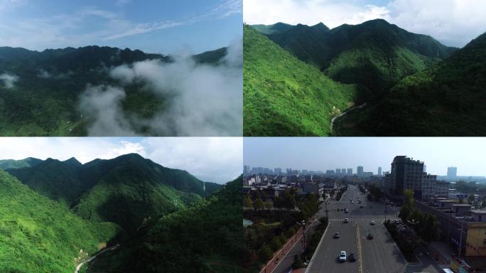 【4K】城市大山自然风光航拍摄影